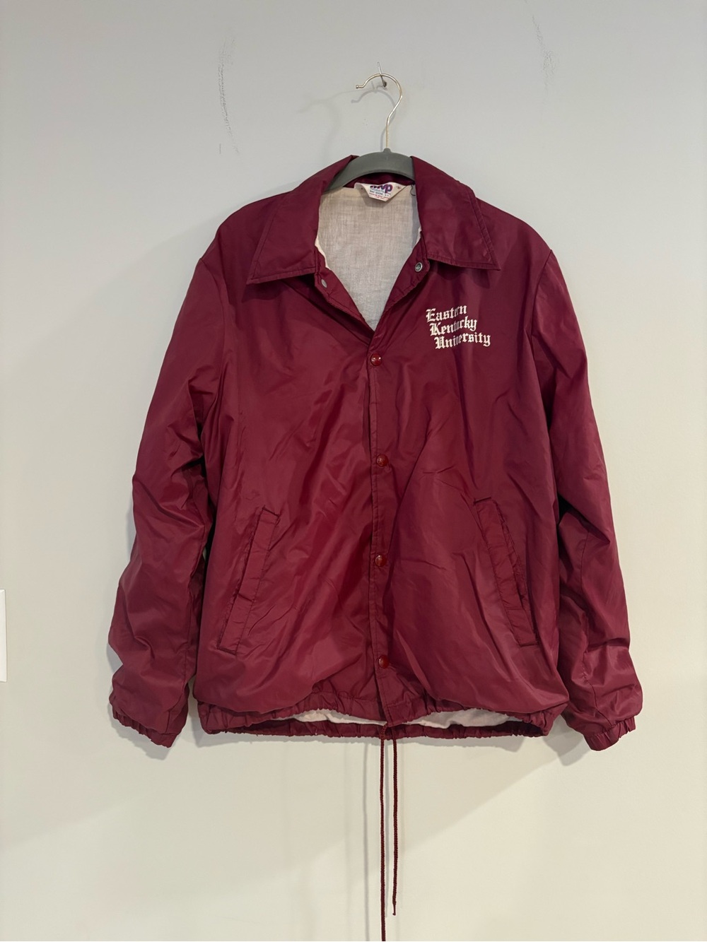 Vintage Eastern Kentucky University Maroon Windbreaker Button Front Jacket M